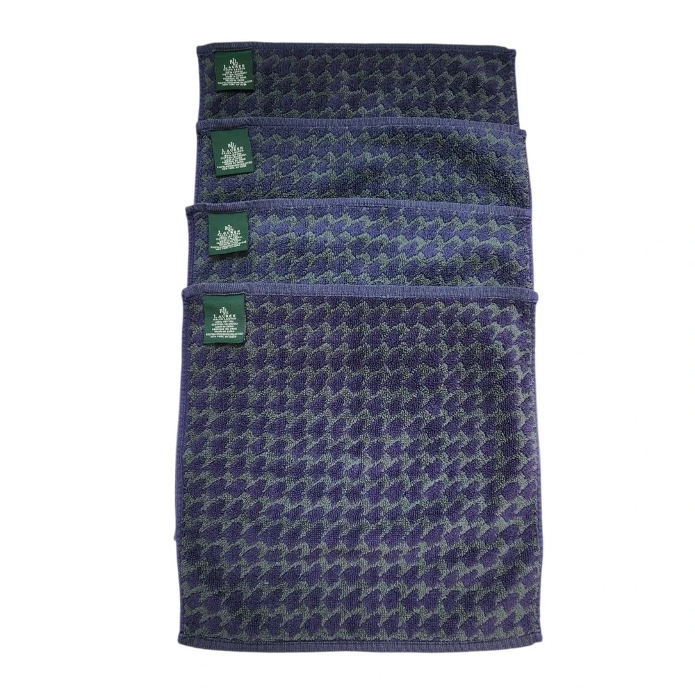 Vintage Ralph Lauren Houndstooth Set 9 Towels USA W/Tags Face Bath Floor Mat ***